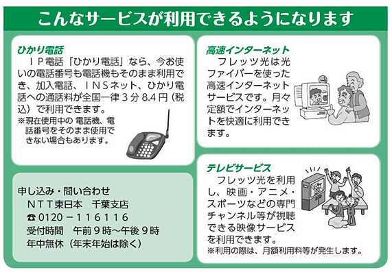 ＮＴＴ瑞沢局のエリアで「フレッツ光」の申込受付が開始されました